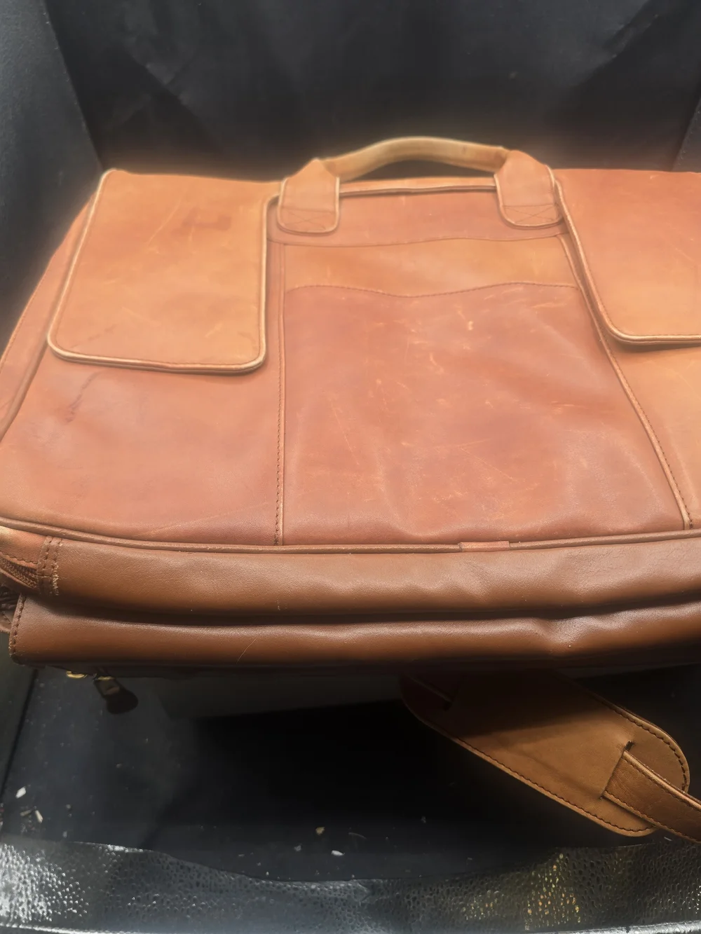 Men's Leather‎ Briefcase Tote in Tan
